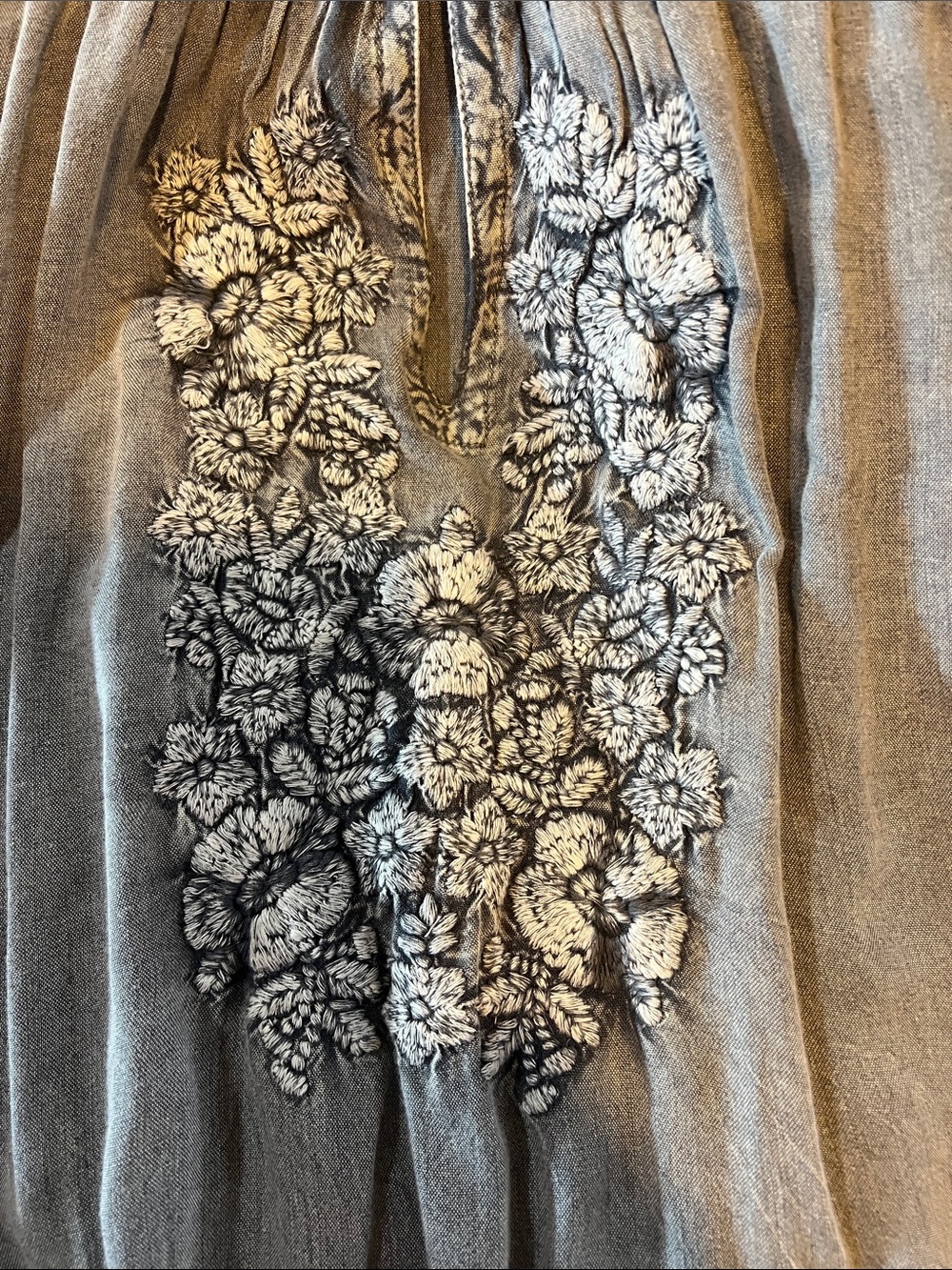 Solitaire Gray Embroidered Peasant Blouse - Picture 4 of 5